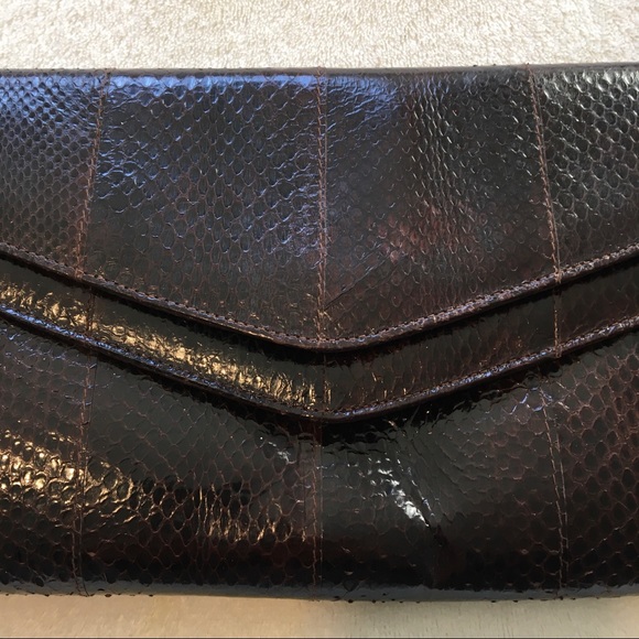 Vintage Faux Snakeskin Brown Purse - Picture 2 of 15